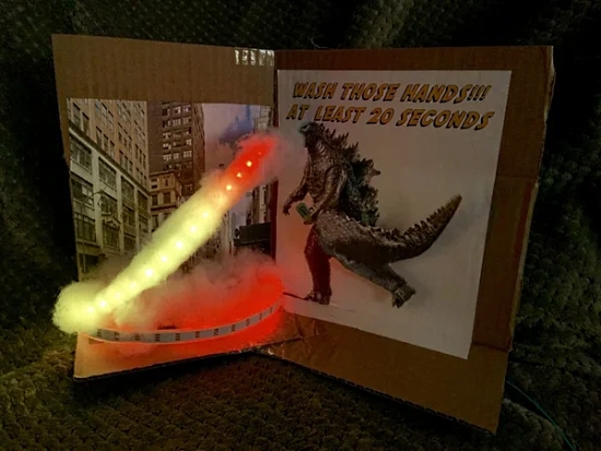 Godzilla Monster Light Up Hand Washing Sign