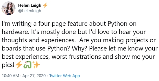 Python on Hardware Twitter Call