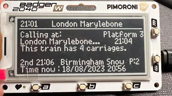 Raspberry Pi Pico Powers DIY E Ink Train Departure Board