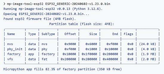 Manipulate MicroPython ESP32 firmware images and flash