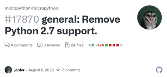 Python 2.7 Support Removed from MicroPython