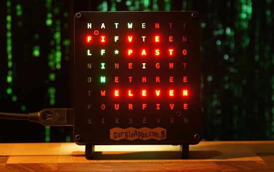 GurgleApps Word Clock Assembly With an Ambient Light Sensor