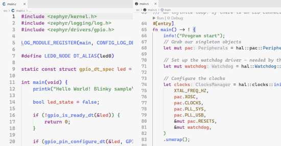 Develop embedded firmware for Pico using Rust or Zephyr with pico-vscode