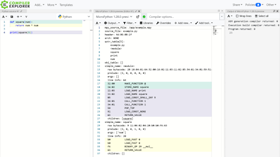 Compiler Explorer now supports MicroPython