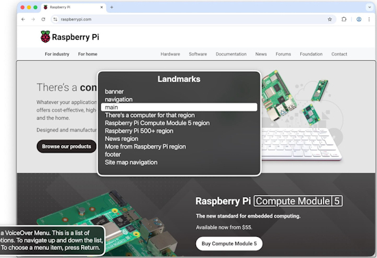 Accessibility improvements for screen readers on raspberrypi.com