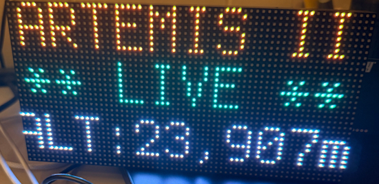 Artemis II Live Tracker on Matrix Portal M4
