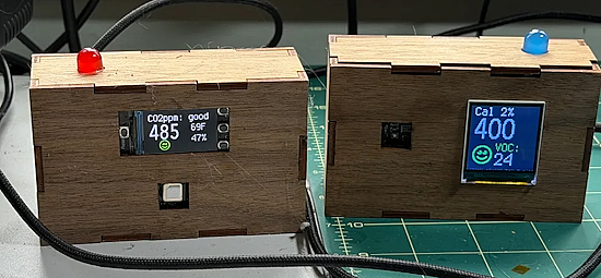 Having the sp40 and sp30 air quality sensors face off, side-by-side. #CircuitPython