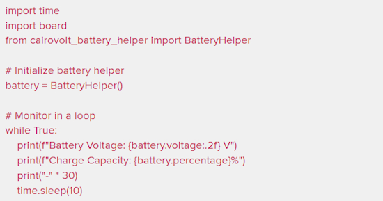 CairoVolt CircuitPython Battery Helper