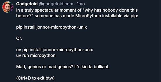 MicroPython installable via pip