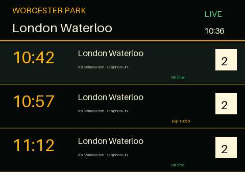 Live UK train departure board